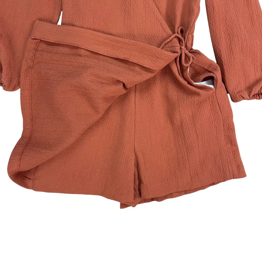 Luli &‎ Me Gabby Girls Grace Wrap Romper Rust 100% Cotton Sz M Cottage Boho